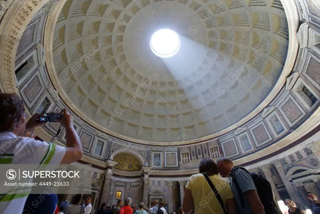 Tourists inside the Pantheon, Rome, Italy, Europe