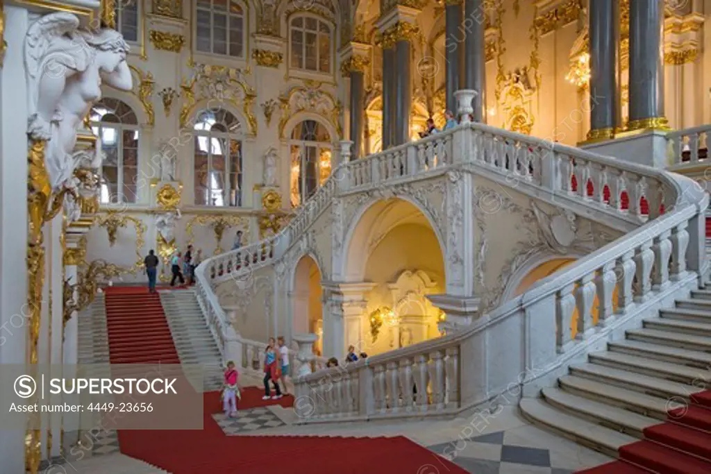 Main staircase in the Hermitage in the Winter Palace, Jordan Staircase, Saint Petersburg, Russia