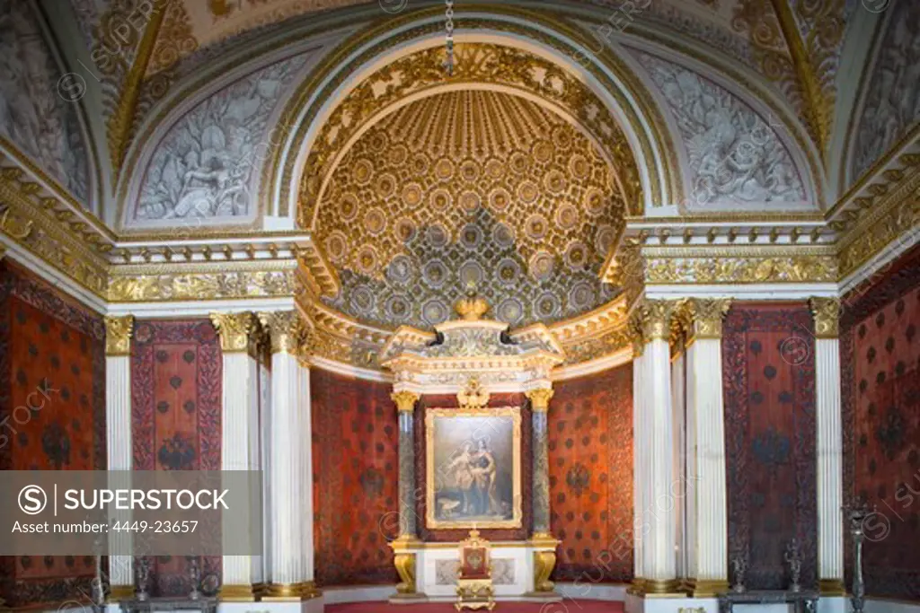 Peter the Great room, or small throne room, in the Hermitage in the Winter Palace, Saint Petersburg, Russia