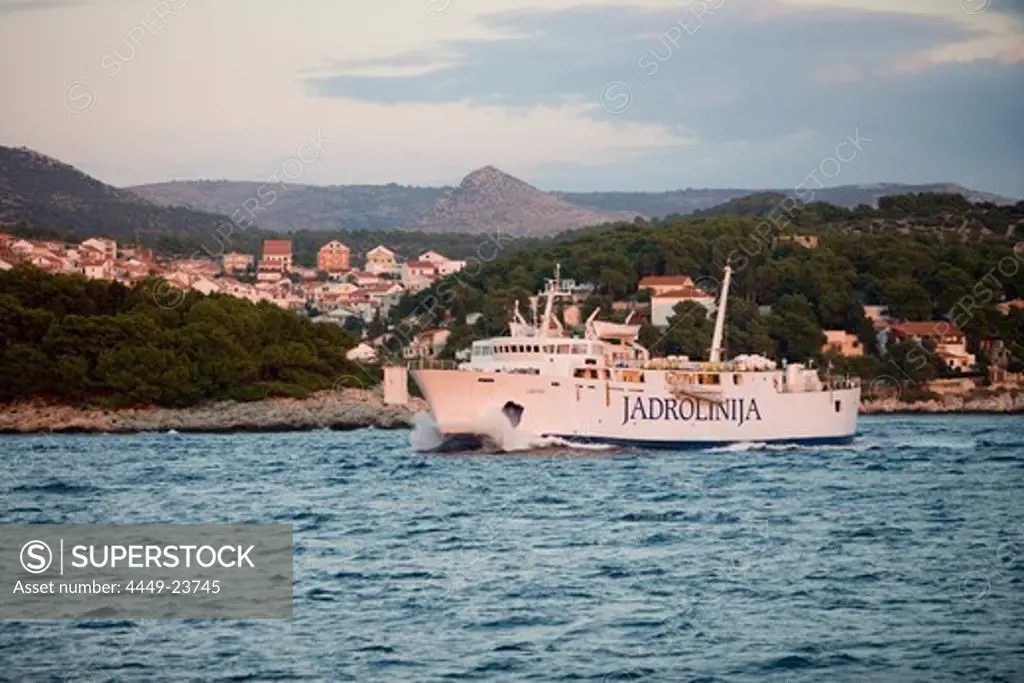 Jadrolinia Ferry Lastovo in the Adriatic Sea, Hvar, Split-Dalmatia, Croatia