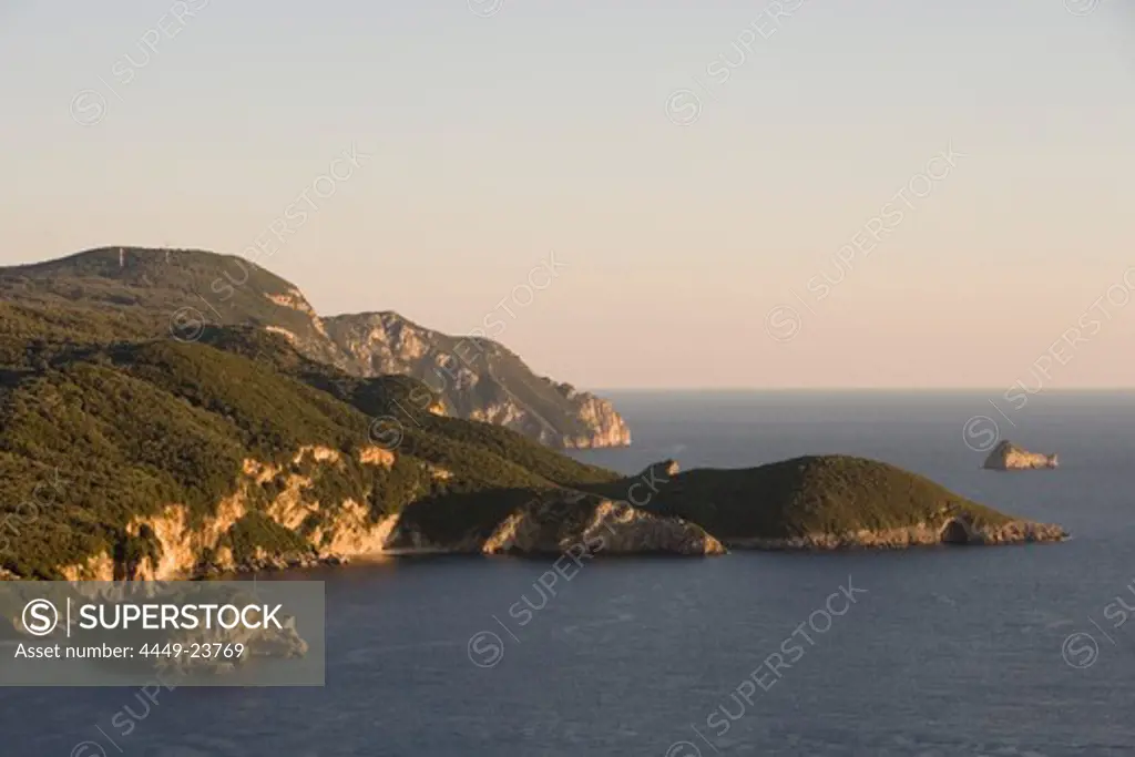 View over Paleokastritsa Bay, Paleokastritsa, Corfu, Ionian Islands, Greece