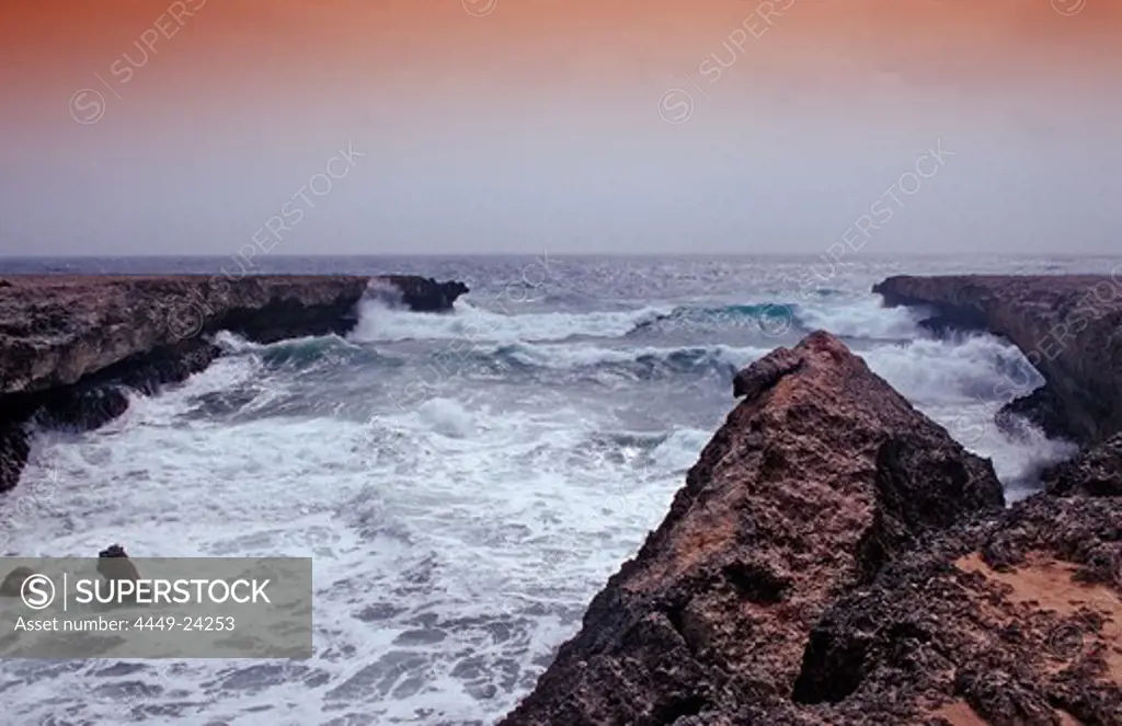 Storm on the coast, Netherlands Antilles, Bonaire, Caribbean Sea, Washington Slagbaai National Park, Playa Chikitu