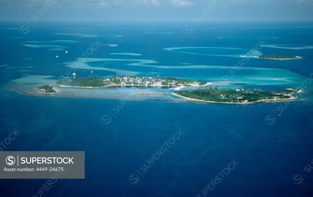 Aerial View of Maldives, Maldives, Indian Ocean, South-Male Atoll, Kandooma, Guraidhoo