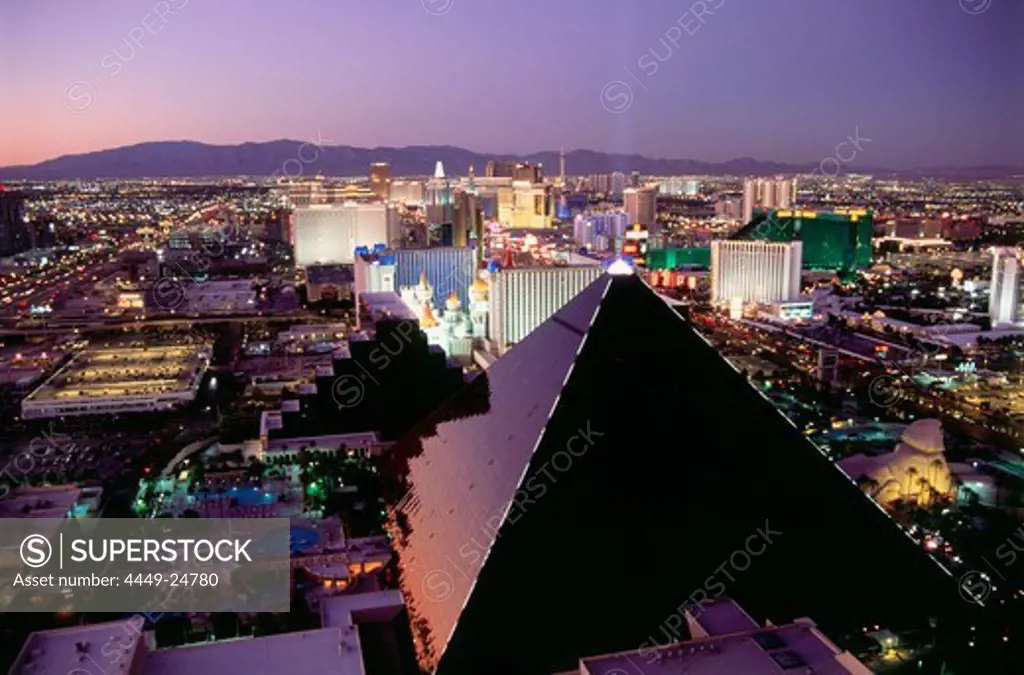 View over Las Vegas and The Strip, Nevada, USA, America