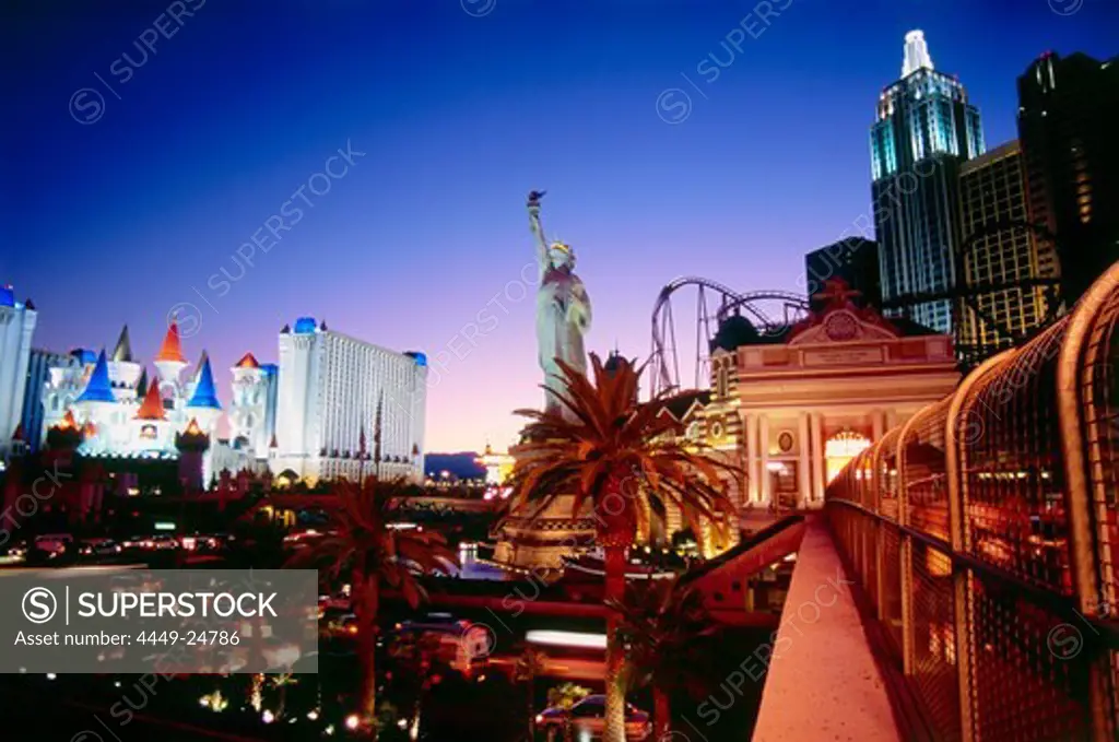 City view with Excalibur's Castle and New York New York, Las Vegas, Nevada, USA, America