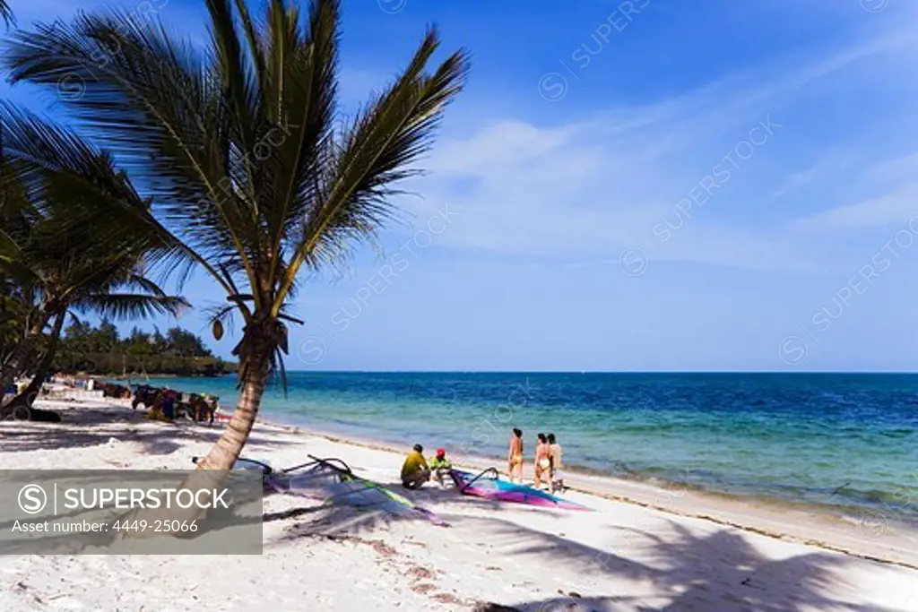 Tourists relaxing at Shanzu Beach, Coast, Kenya
