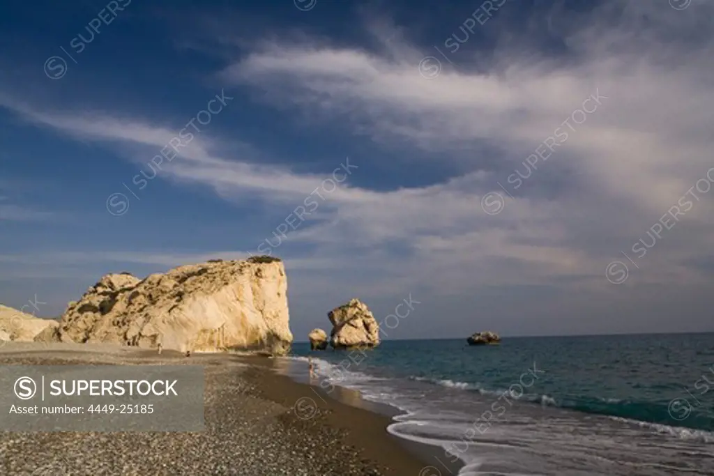 Petra tou Romiou, Rock of Aphrodite, Aphrodite's birthplace, Symbol, the Rock from which Aphrodite mythically arose from the sea, Limassol, South Cyprus, Cyprus