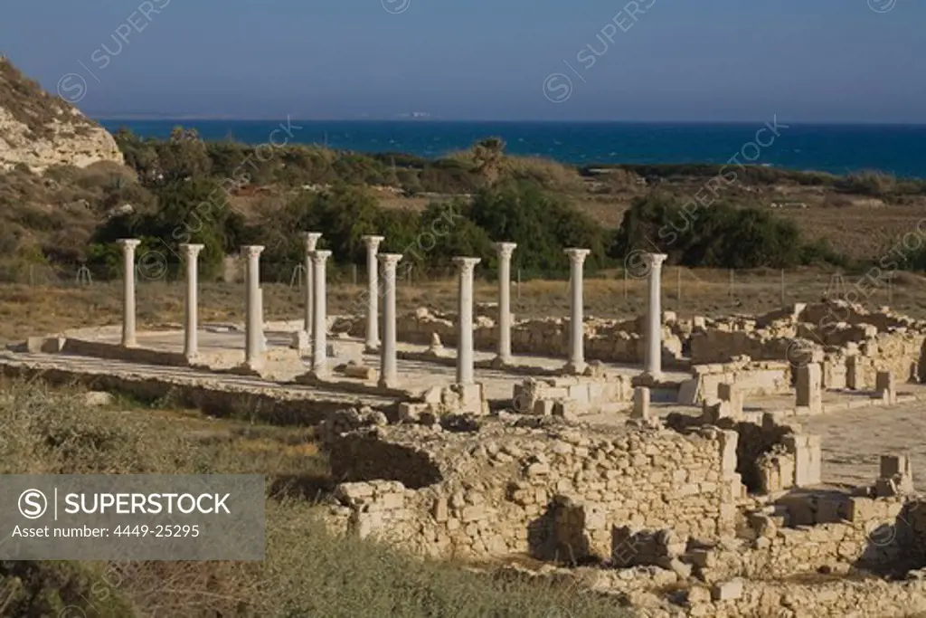 Ruins of a basilica in the Ancient City of Kourion, South Cyprus, Cyprus