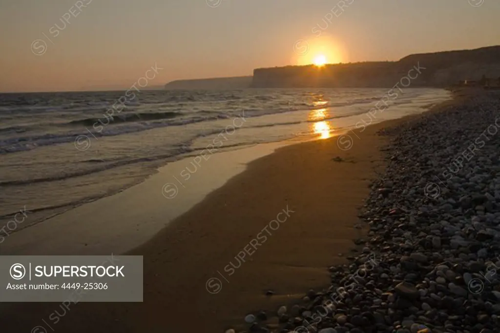 Sunset on the beach, Kourion, South Cyprus, Cyprus