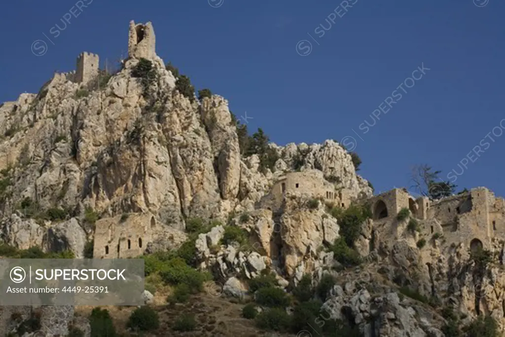 St.Hilarion castle, Kyrenia mountain range, Pentadactylos mountains, North Cyprus, Cyprus