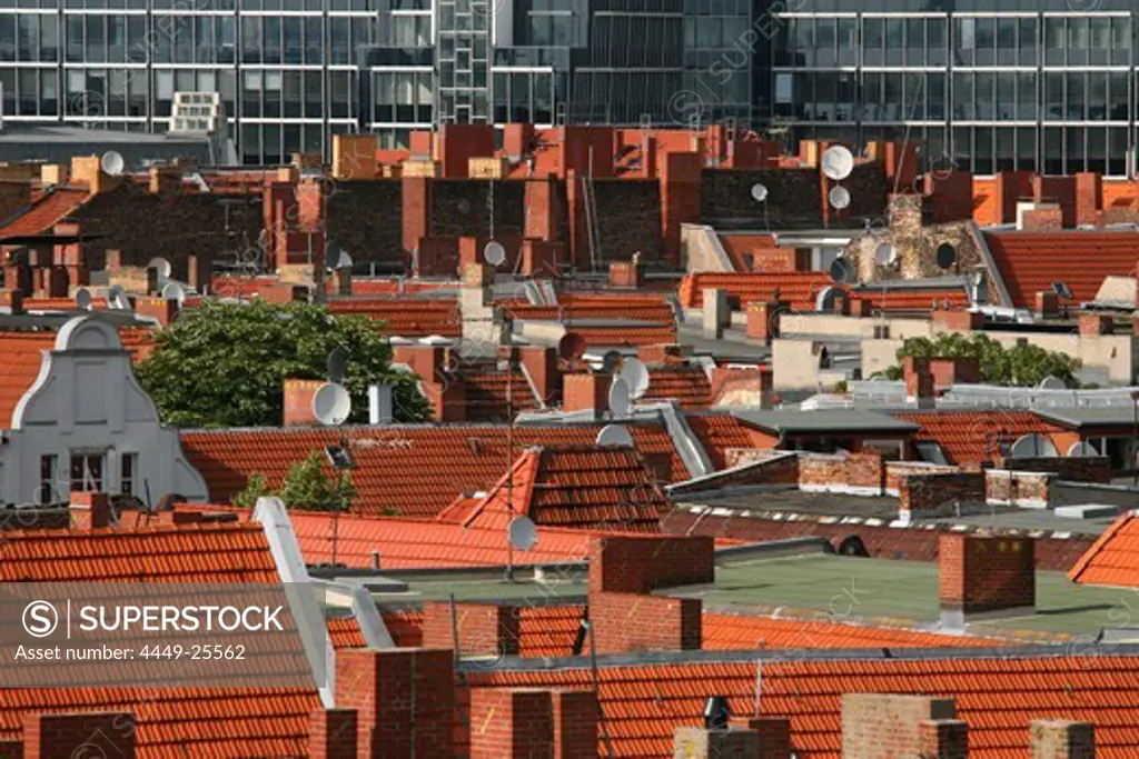 Red tiled roofs at Neukoelln District, Berlin, Germany