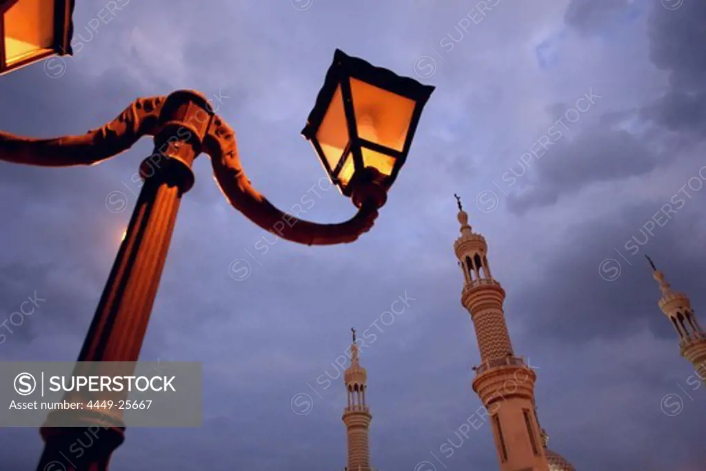 Lantern and detail of mosque in Ras Al Khaimah, RAK, United Arab Emirates, UAE