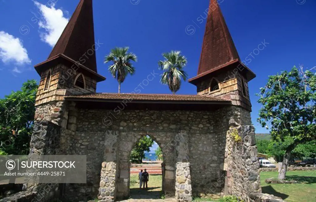 The cathedral of Taiohea on the island of Nuku Hiva, French Polynesia