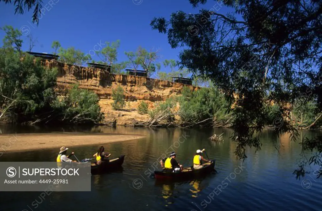Guests of Wrotham Park Lodge canoeing on the Mitchell River, Queensland, Australia