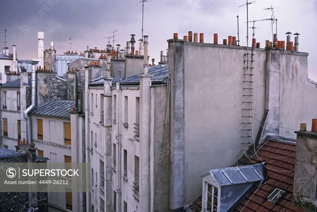 Buildings and rooftops of Paris, Place de Stalingrad, Paris, France