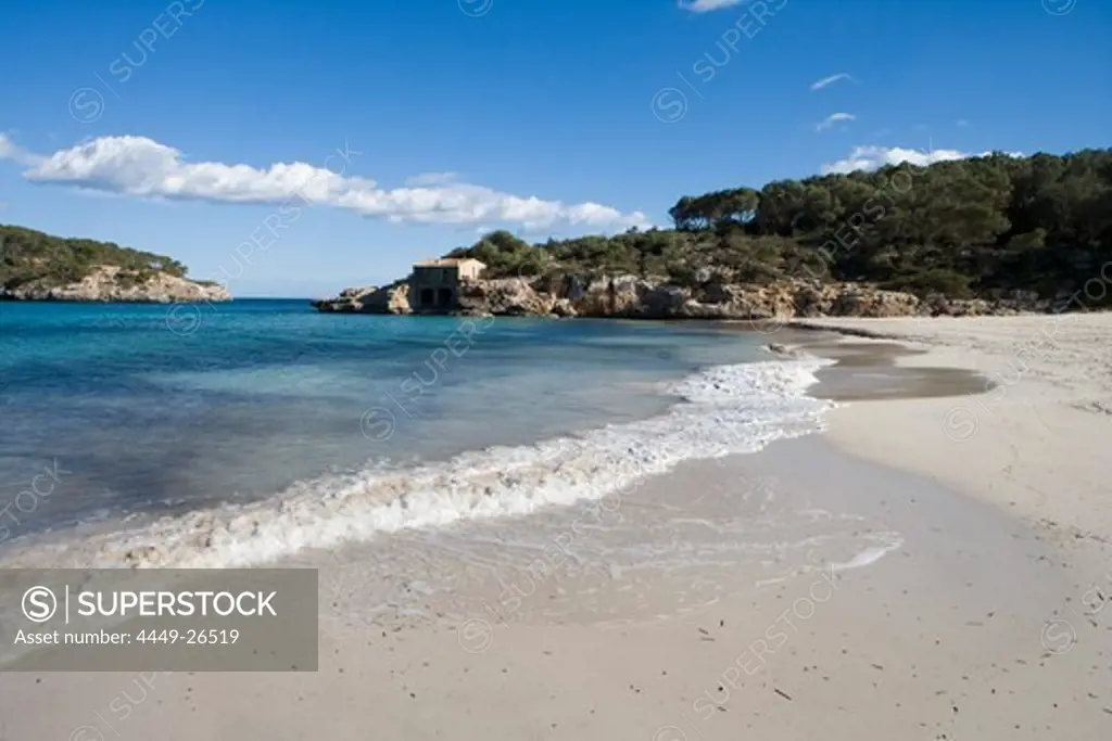 s'Amarador Beach at Cala Mondrago Bay, Parc Natural de Mondrago, near Portopetro, Mallorca, Balearic Islands, Spain
