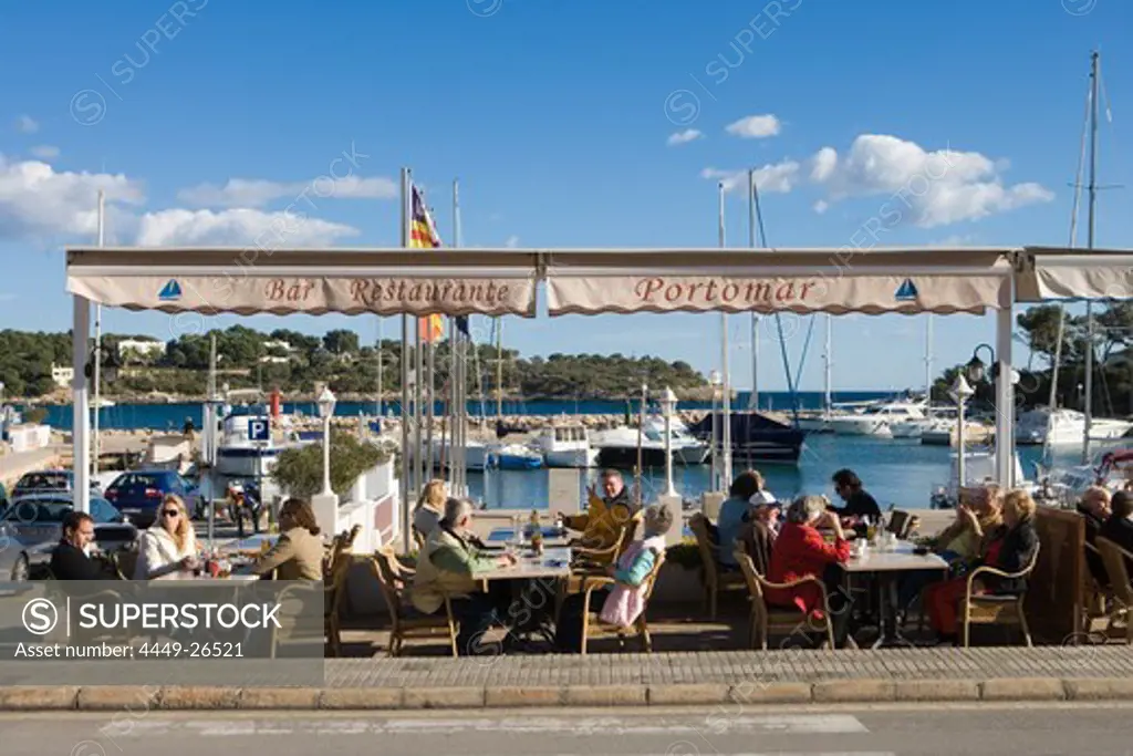 Outdoor Seating at Portomar Restaurant, Portopetro, Mallorca, Balearic Islands, Spain
