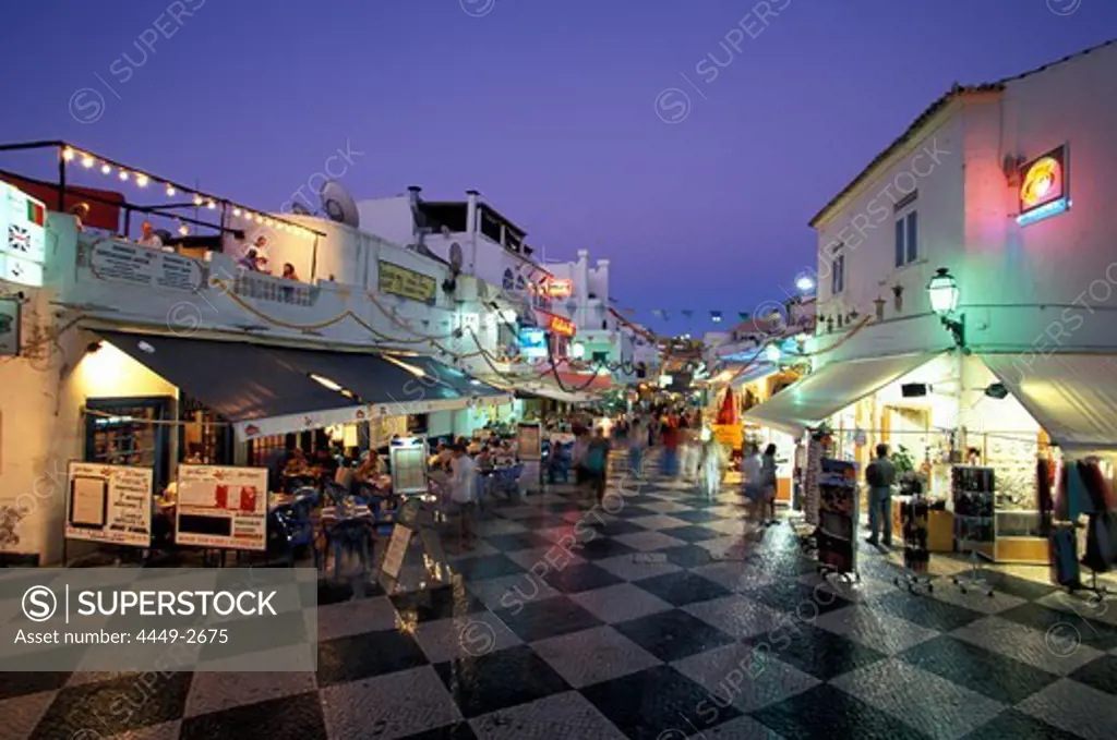 Shopping street, Cais Herculano, Albufeira, Algarve, Portugal