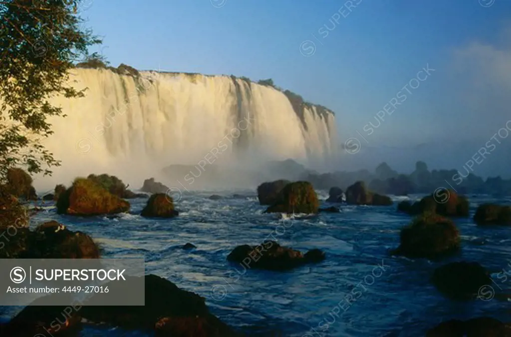 Iguassu falls at dusk, borderland of Brazil and Argentina, South America