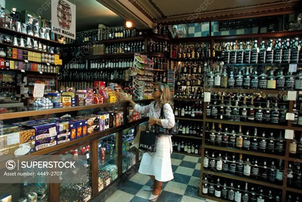People at a liquor shop, Port Shop, Lisbon, Portugal, Europe