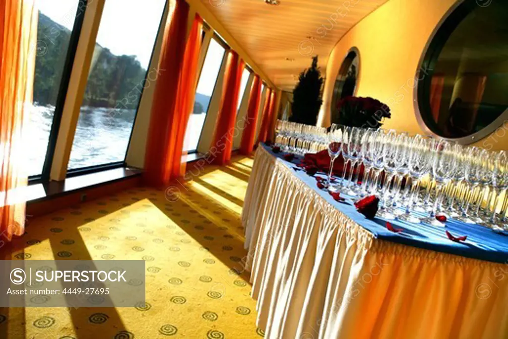 Prosecco welcome reception aboard the Arosa passenger ship Riva, Austria
