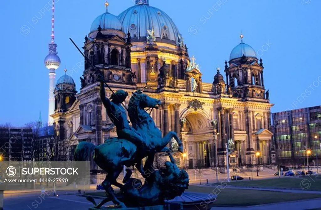 Europe, Germany, Berlin, Berlin cathedral with television tower in the background