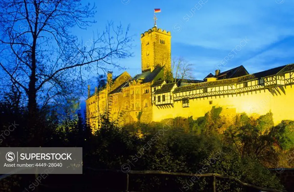 Europe, Germany, Thuringia, Eisenach, view of Wartburg Castle, in 1522 Martin Luther translated the bible into german