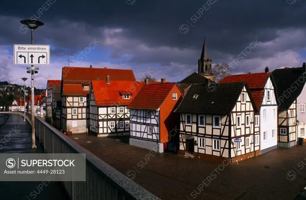 Europe, Germany, Hesse, Rotenburg an der Fulda, half-timbered houses
