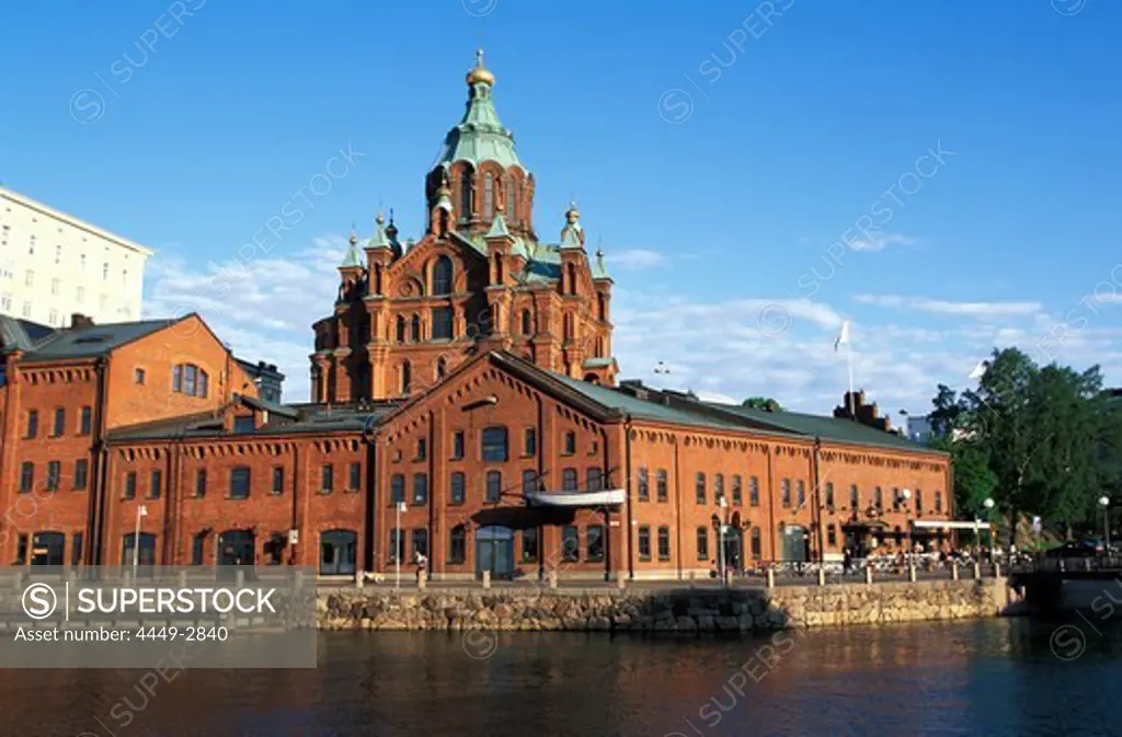 View of Uspenski cathedral at harbour, Helsinki, Finland, Europe
