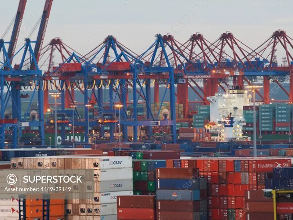 Container Terminal, Port of Hamburg, Burchardkai in Waltershof, Hamburg, Germany