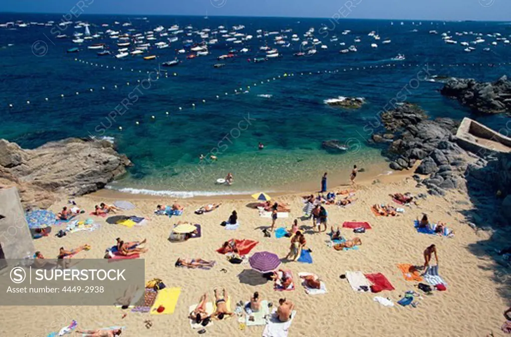 Beach and bay at Calella de Palafrugel, Costa Brava, Catalonia, Spain