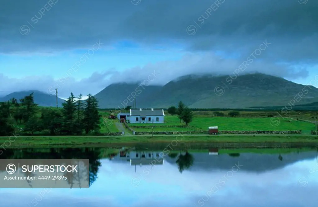 Landscape near Recess with reflection in the water, Connemara, Co. Galway, Ireland, Europe