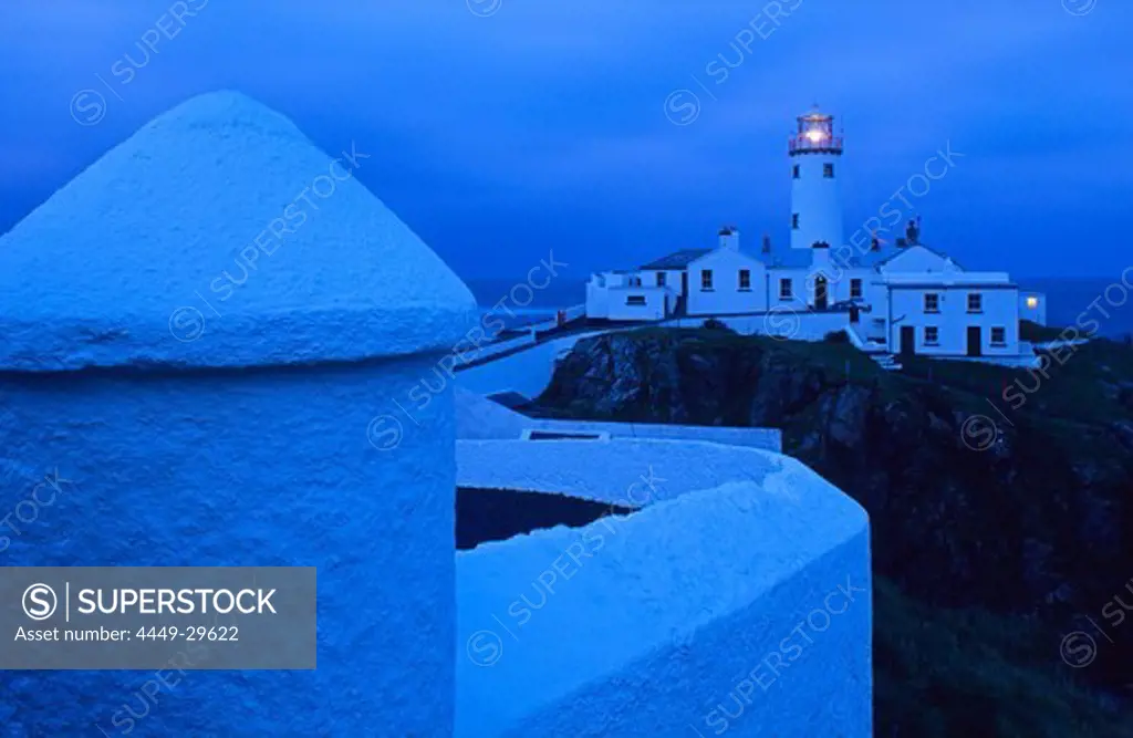 Lighthouse at Fanad Head in the evening light, County Donegal, Ireland, Europe