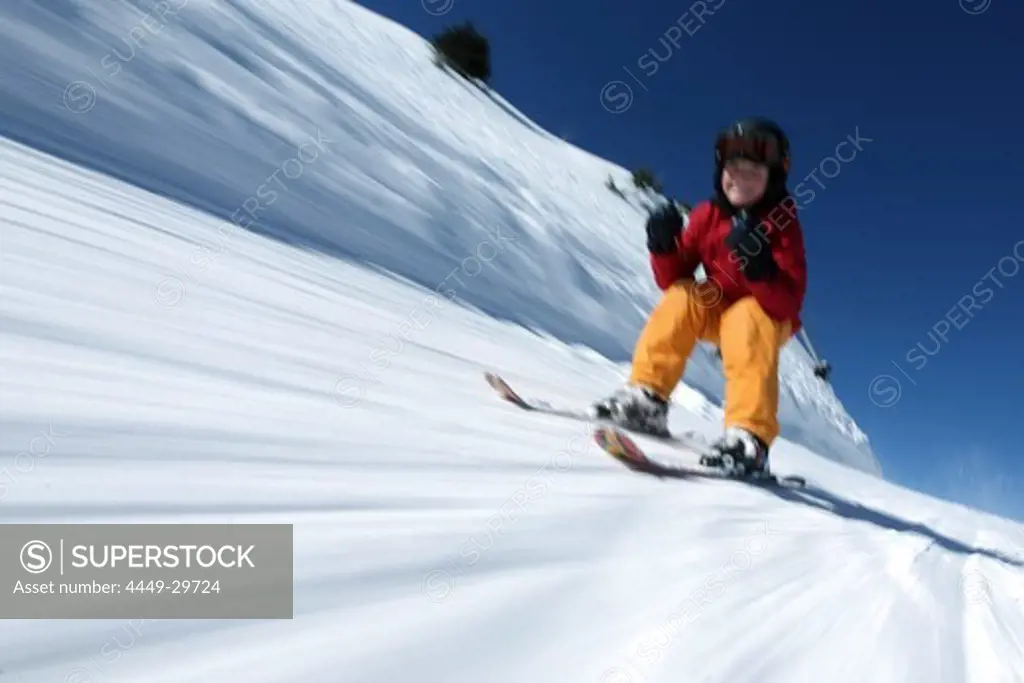 Child skiing, See, Tyrol, Austria