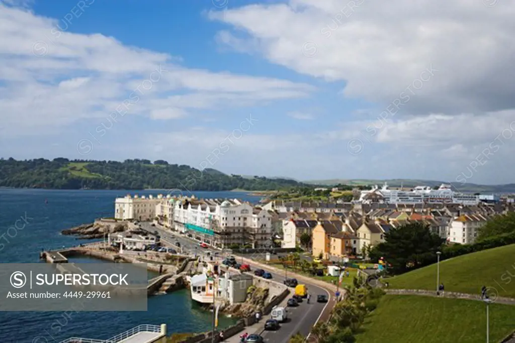 High angle view of the harbor, Plymouth, Devon, England, United Kingdom