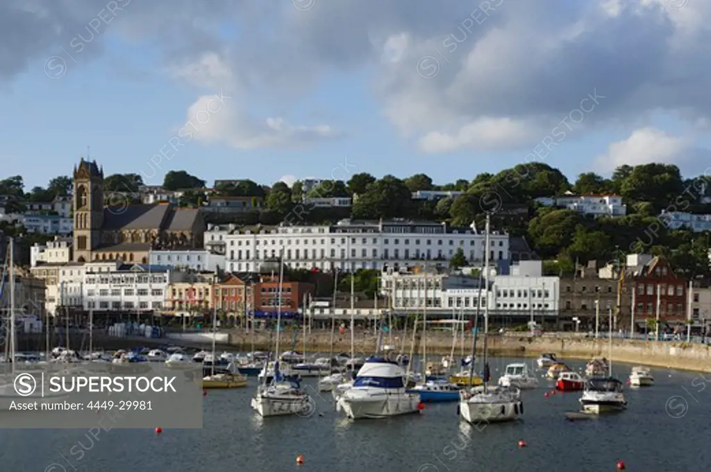 Town view over harbor, Torquay, Torbay, Devon, England, United Kingdom