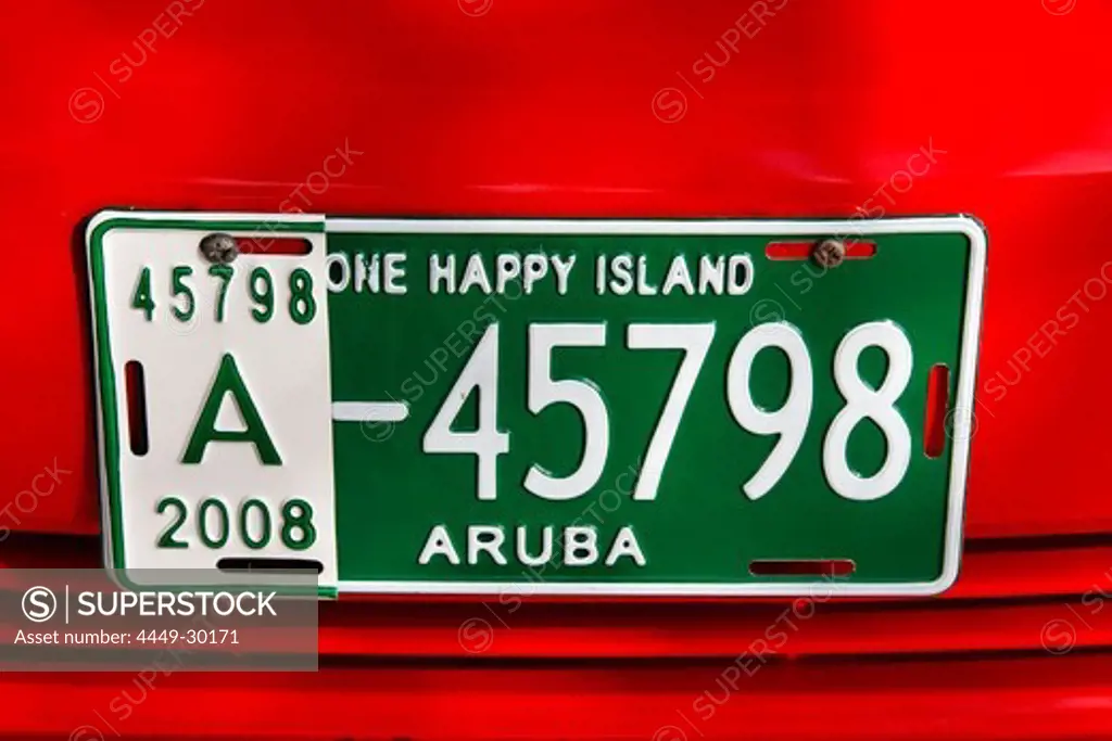 West Indies, Aruba, number plate, One happy Island