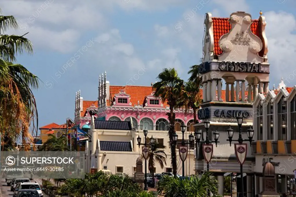 West Indies, Aruba, Oranjestadt, main street, Crystal Casino
