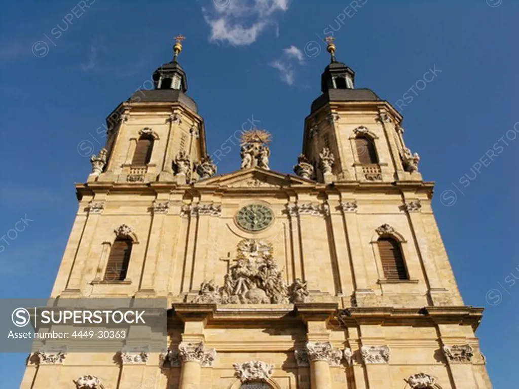 Basilica Goessweinstein under blue sky, Franconia, Bavaria, Germany