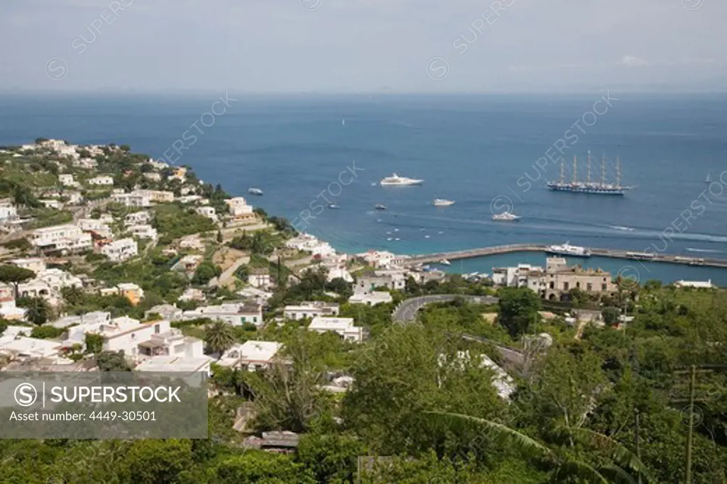 Royal Clipper Anchored off Capri, Isola d'Capri Island, Capri, Campania, Italy
