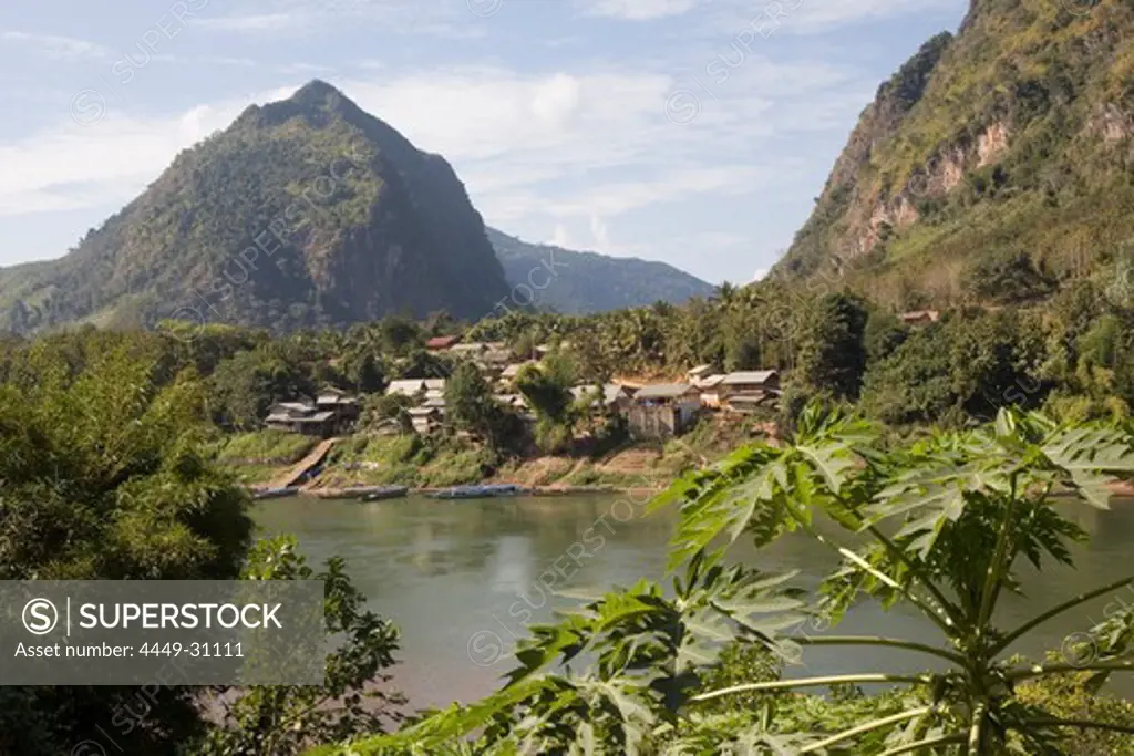 View at the village Nong Kiao at the river Nam Ou, Luang Prabang province, Laos