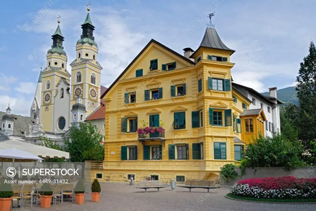 city square with cathedral, Brixen, valley of Eisack, South Tyrol, Italy