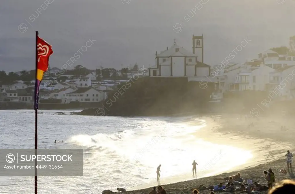 People on the beach, Sao Roque near Ponta Delgada, Sao Miguel, Azores, Portugal