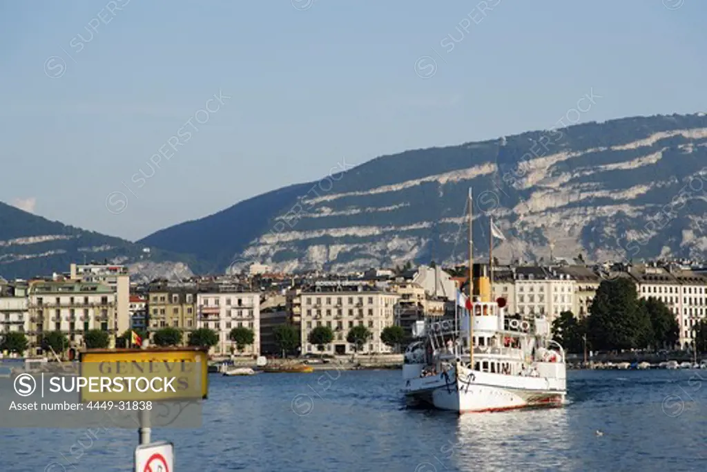 Excursion boat on Lake Geneva, Geneva, Canton of Geneva, Switzerland