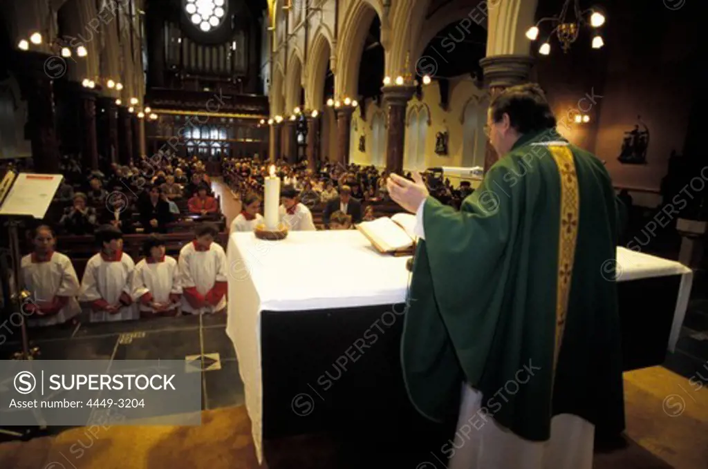 Sunday mass, interior design of a church, Charleville, Cork county, Ireland