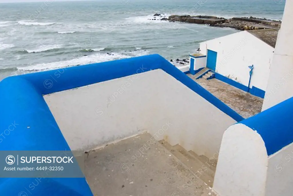 Steps leading down to the beach, historical, old fishing village Ericeira, Portugal, Atlantic