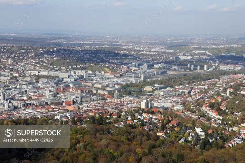 High angle view of Stuttgart, Baden-Wurttemberg, Germany