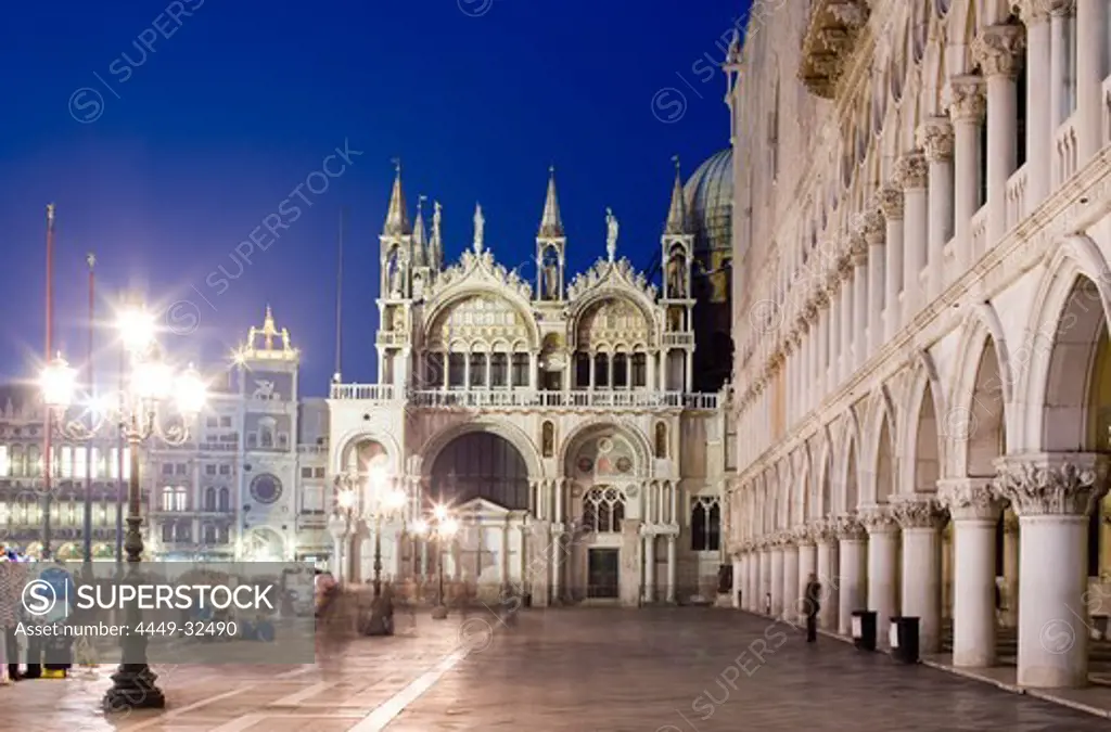 St Mark's Square, Piazza San Marco, with Basilica San Marco and Doges Palace, Palazzo Ducale, Venice, Italy, Europe