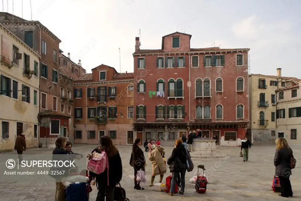 Street scene at Campo San Stin at Sestiere de San Polo, Venice, Italy, Europe