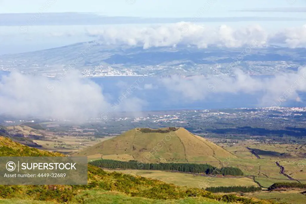 Landscape of Pico with Faial Island in Background, Pico Island, Azores, Portugal